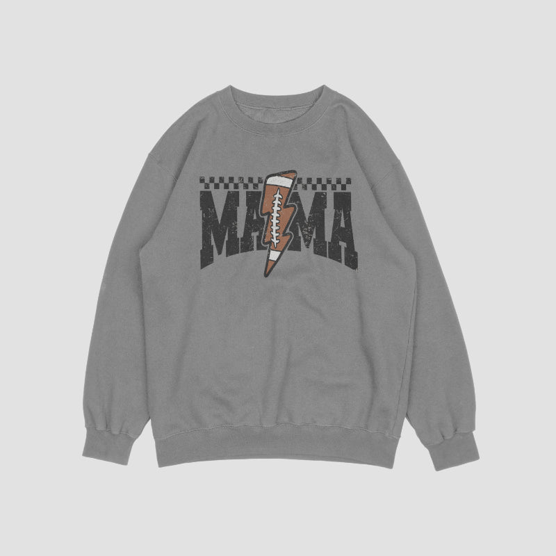 Checkered Football Mama Crewneck Sweat Shirt